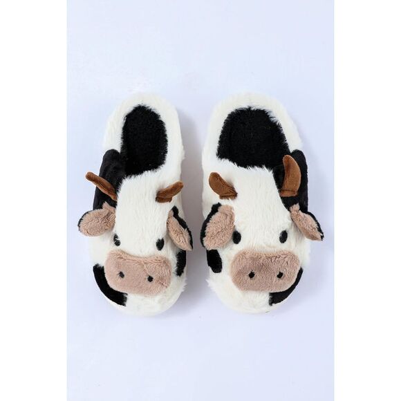 Azura Exchange  Cartoon Animal Cow Plush Slippers - Picture 1 of 8